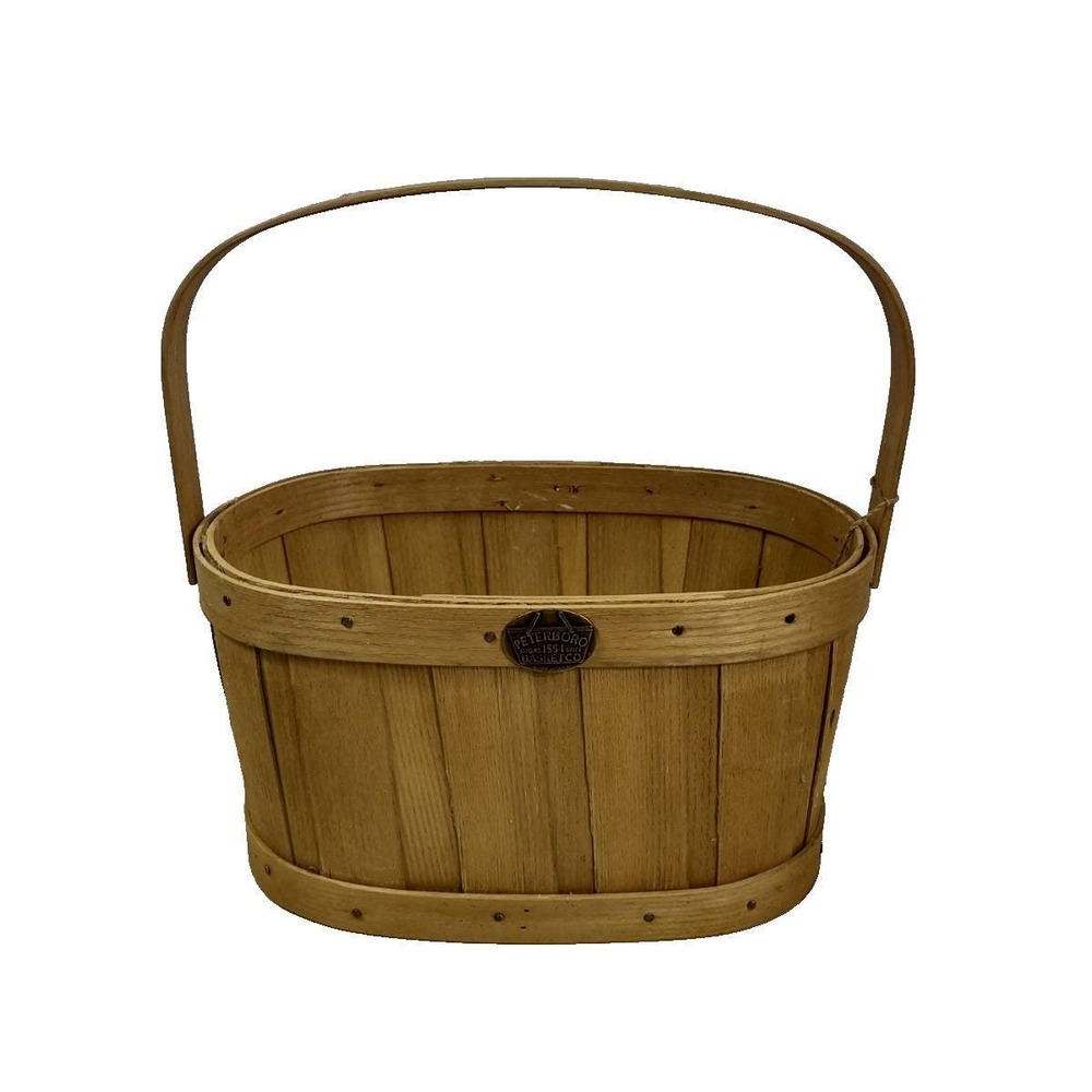 Vtg Handmade Peterboro Storage Basket Farmhouse Country Original Tags